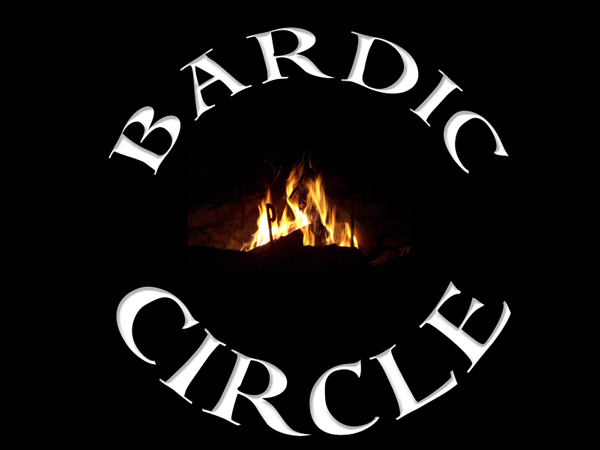 A crackling fire surrounded by the words Bardic Circle